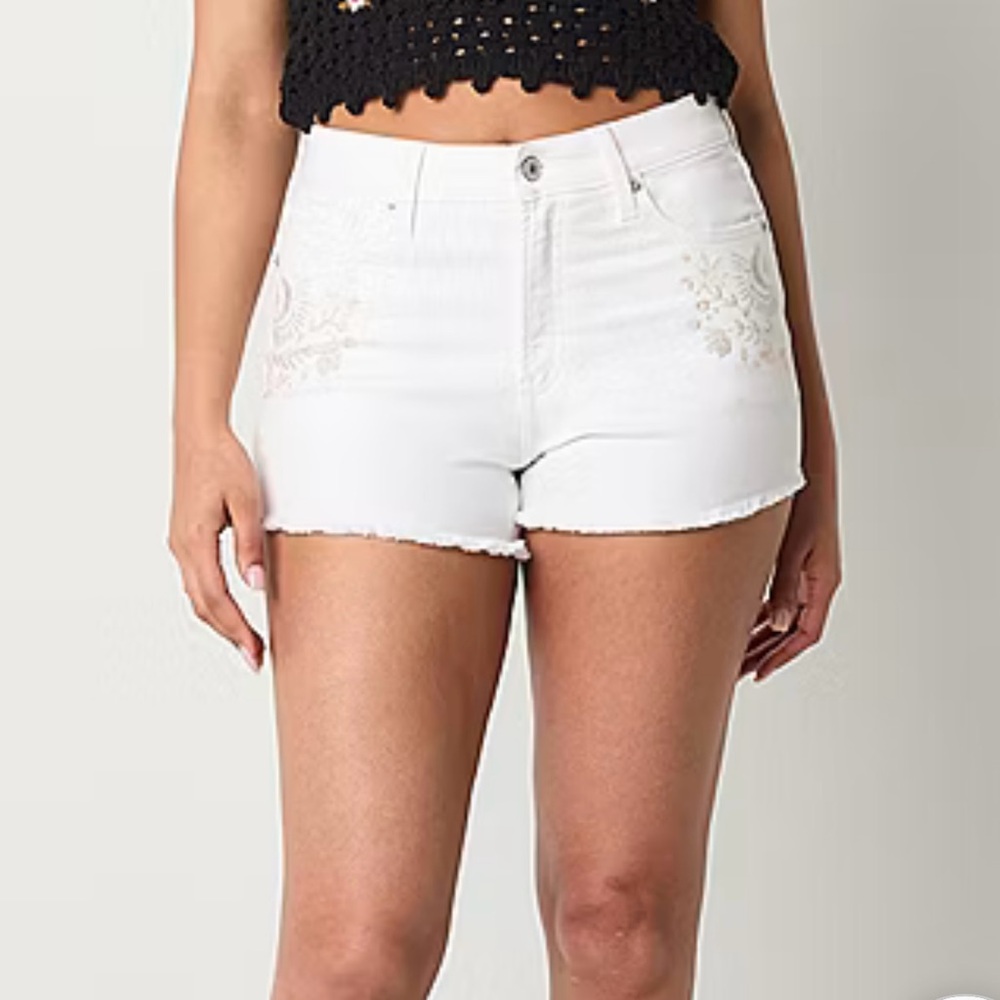 High rise denim Short-Juniors Color withe
